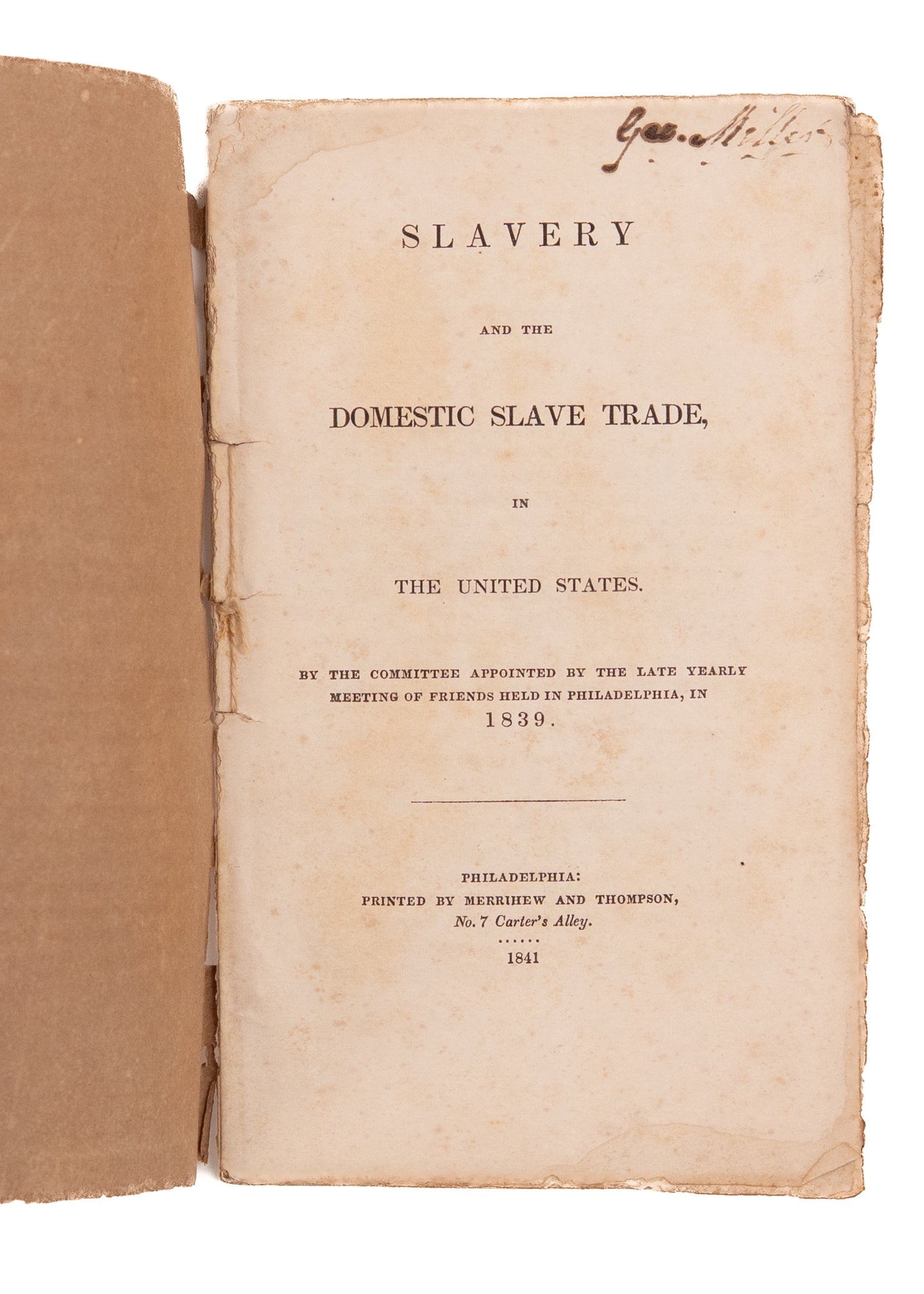 1841 SLAVE BREEDING IN AMERICA. A Report on the "Domestic Slave Trade" in America. Rare.