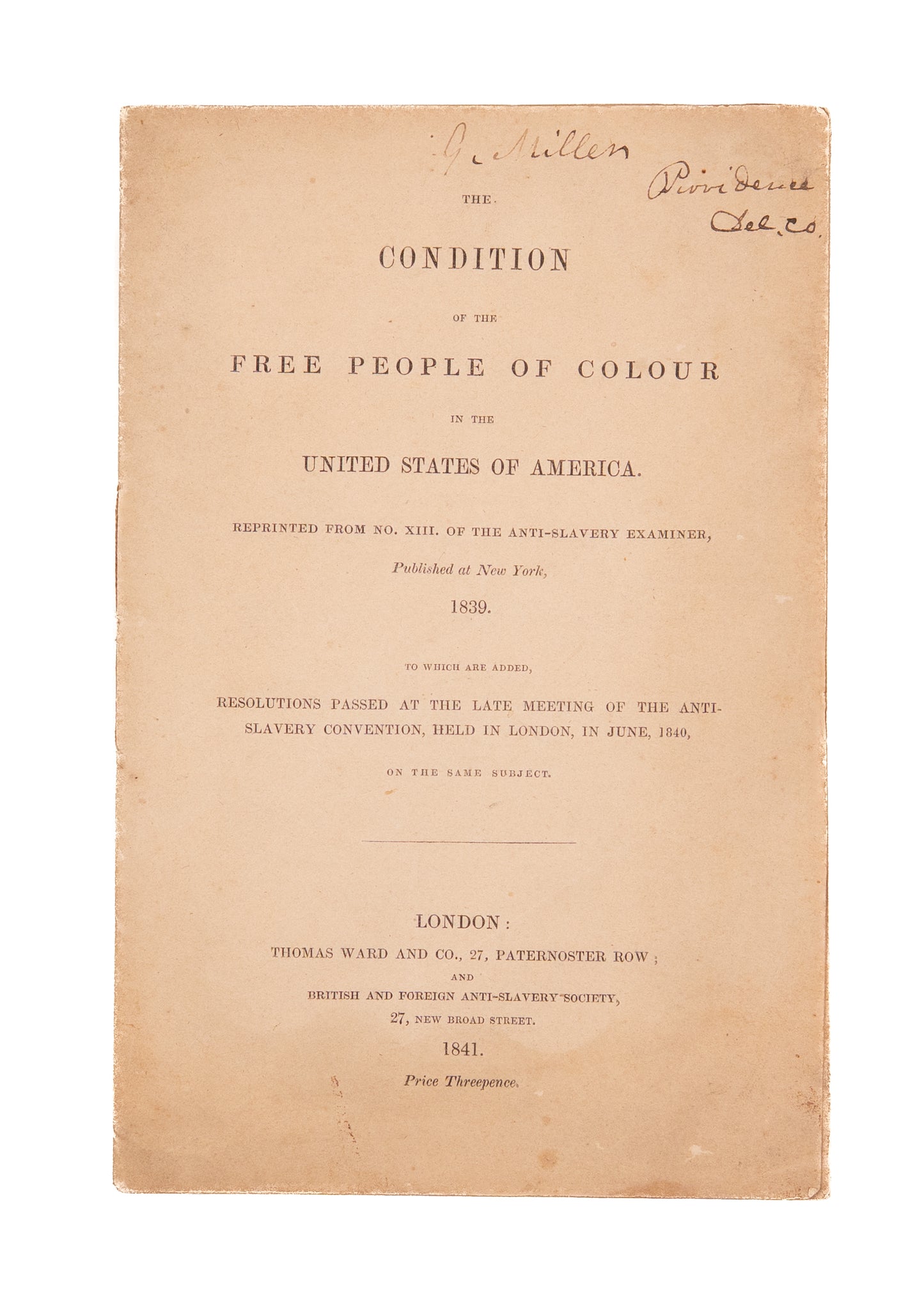 1841 FREE PEOPLE OF COLOR IN AMERICA. On the Systematic Slavery of Free Black Persons in the North.