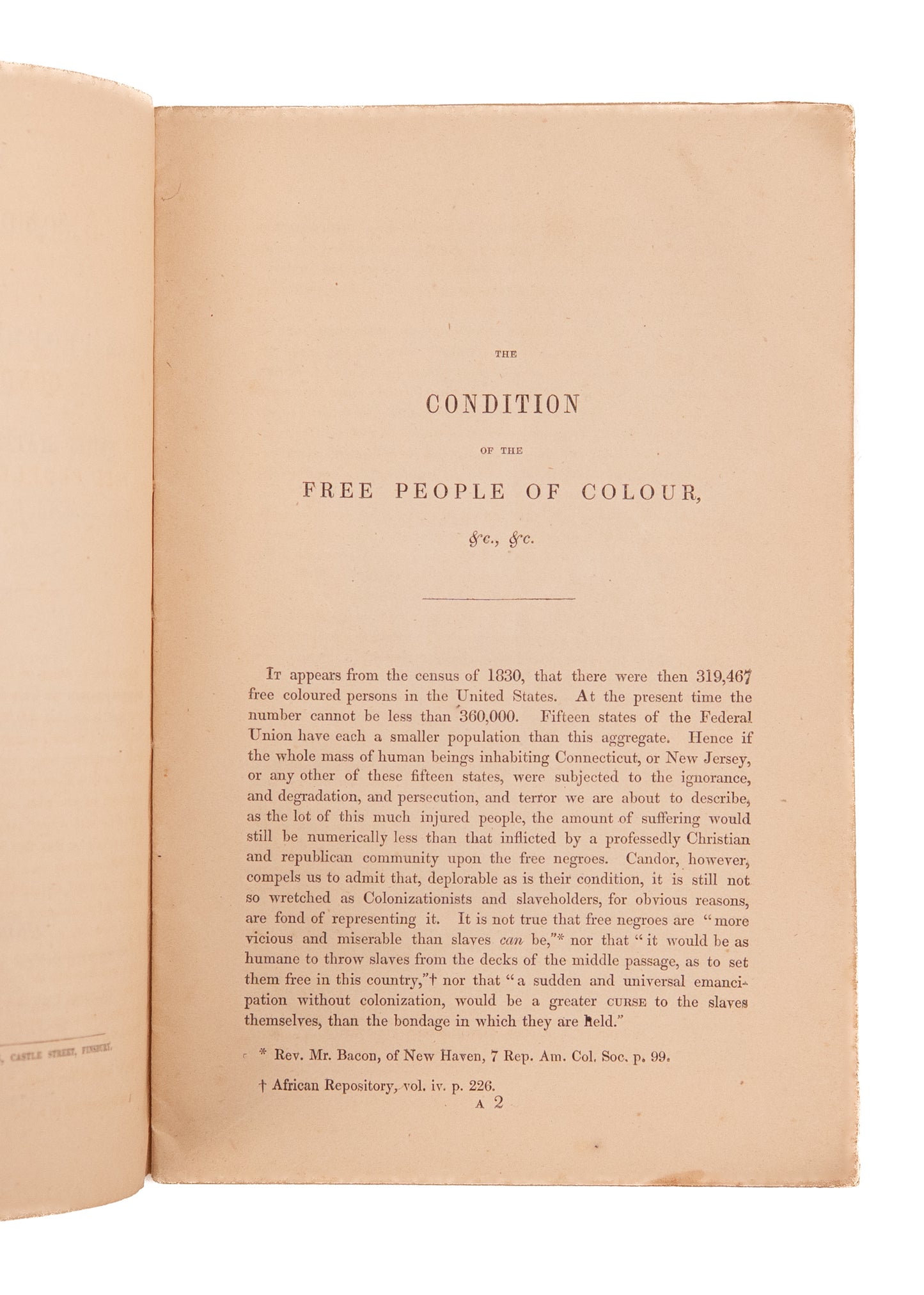 1841 FREE PEOPLE OF COLOR IN AMERICA. On the Systematic Slavery of Free Black Persons in the North.