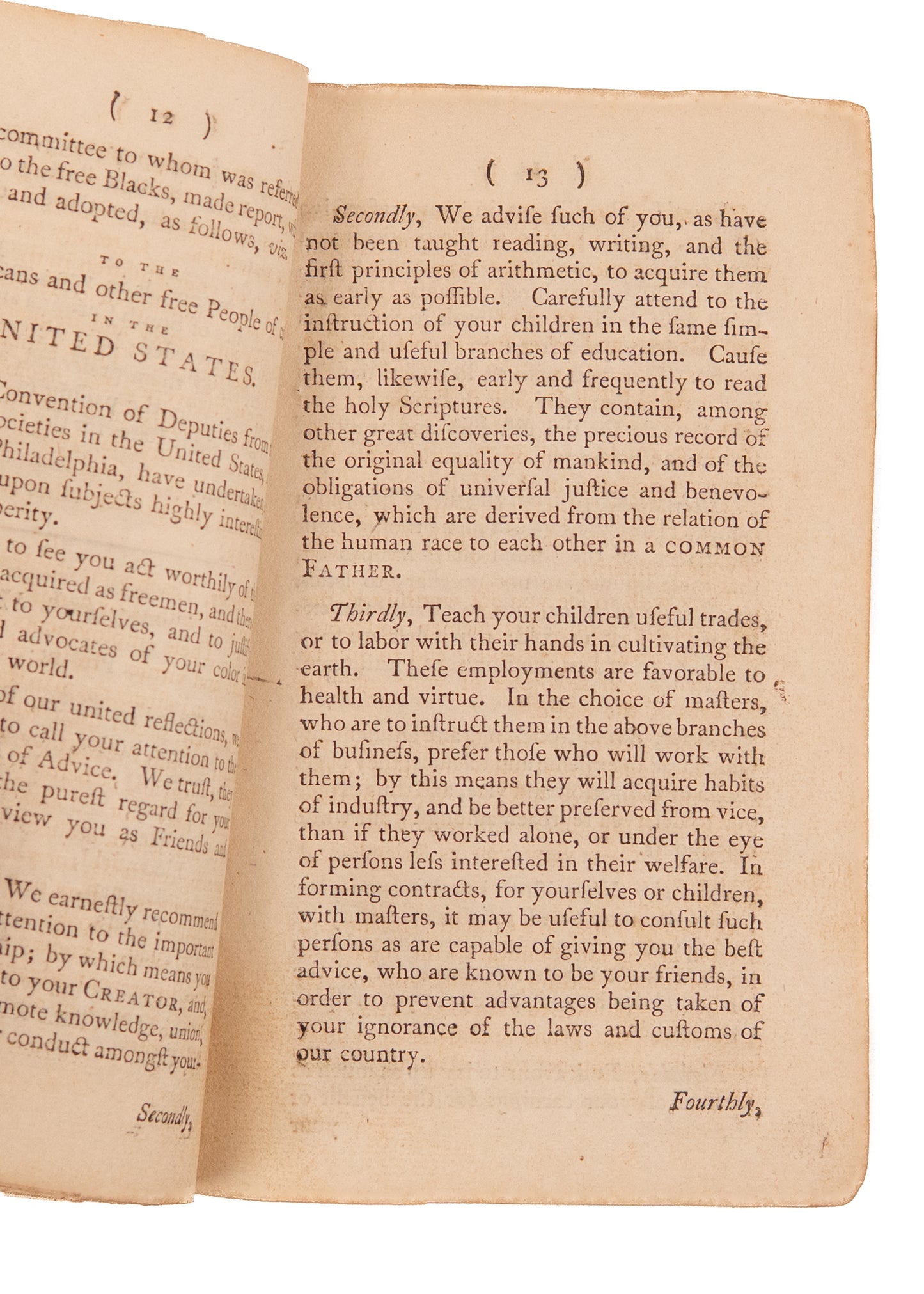 1796 FIRST ABOLITIONIST SOCIETY IN AMERICA. Minutes of the Third Convention of Abolition Societies in Philadelphia.