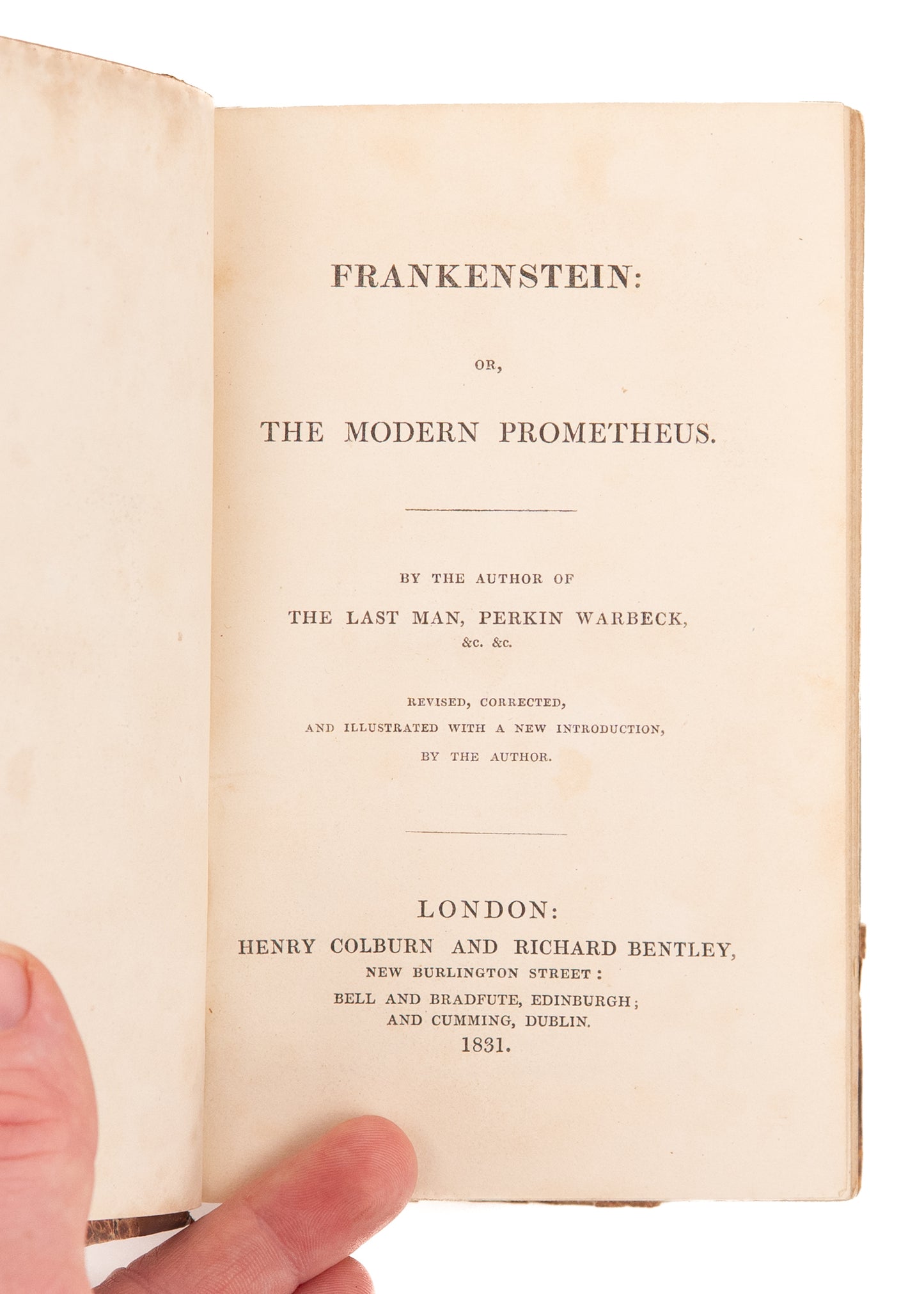 1831 MARY SHELLEY. Frankenstien; Or, the Modern Prometheus. First Illustrated Edition.