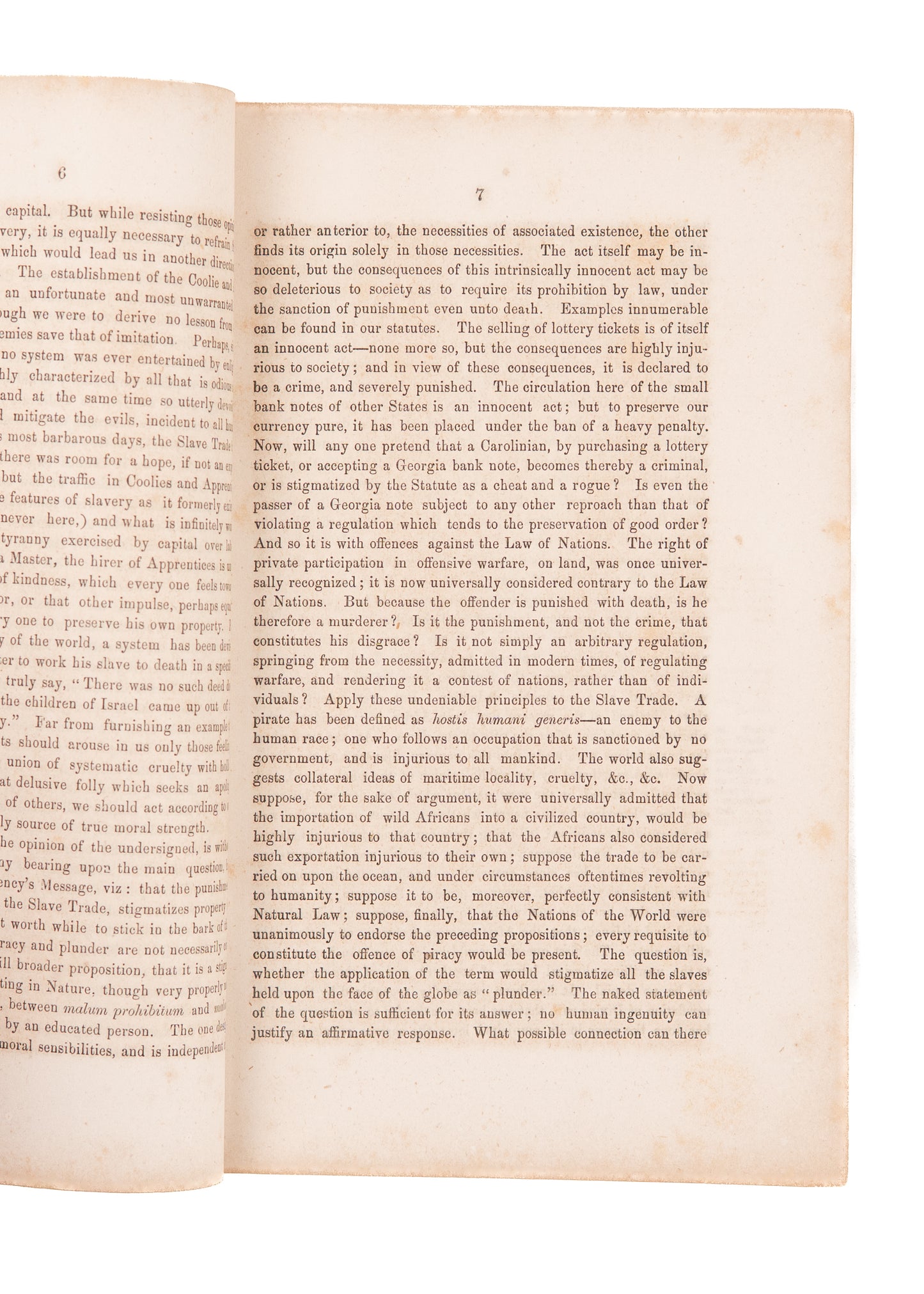 1858 SOUTH CAROLINA SLAVERY. Report of the Minority on Slavery and the Slave Trade.