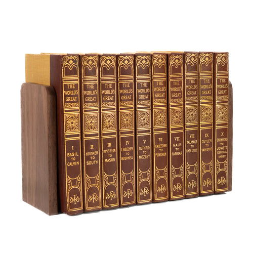 1908 THE WORLD'S GREAT SERMONS. Ten Volume Set in the Rare Quarter Leather Variant.