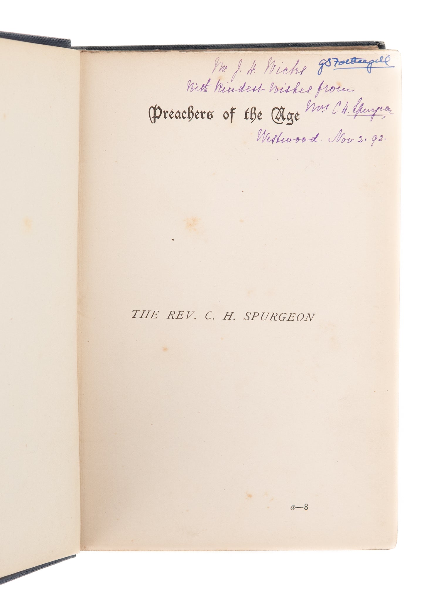 1892 CHARLES HADDON SPURGEON. Messages to the Multitude. Signed by Mrs. Spurgeon!