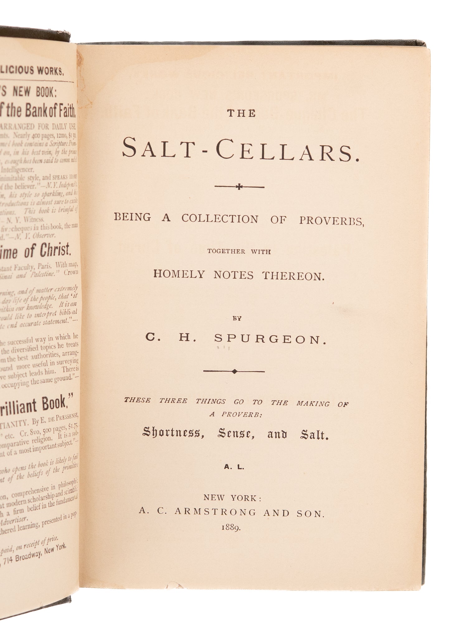 1889 C. H. SPURGEON.  The Salt-Cellars. First American Edition - Nice Victorian Binding.