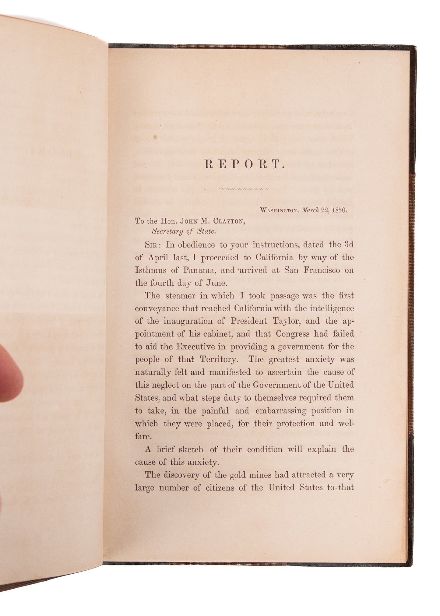 1850 CALIFORNIA GOLD RUSH. T. Butler King's First Report on California Slavery, Statehood, and Gold Rush.
