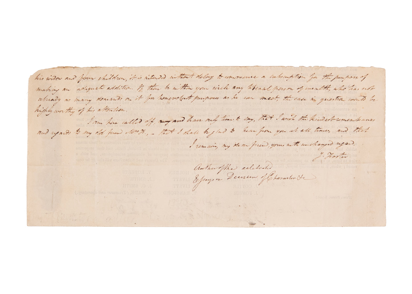 1820 WILLIAM CAREY AND SERAMPORE. Broadside on Controversy & ALS by John Foster on Missionary Widows