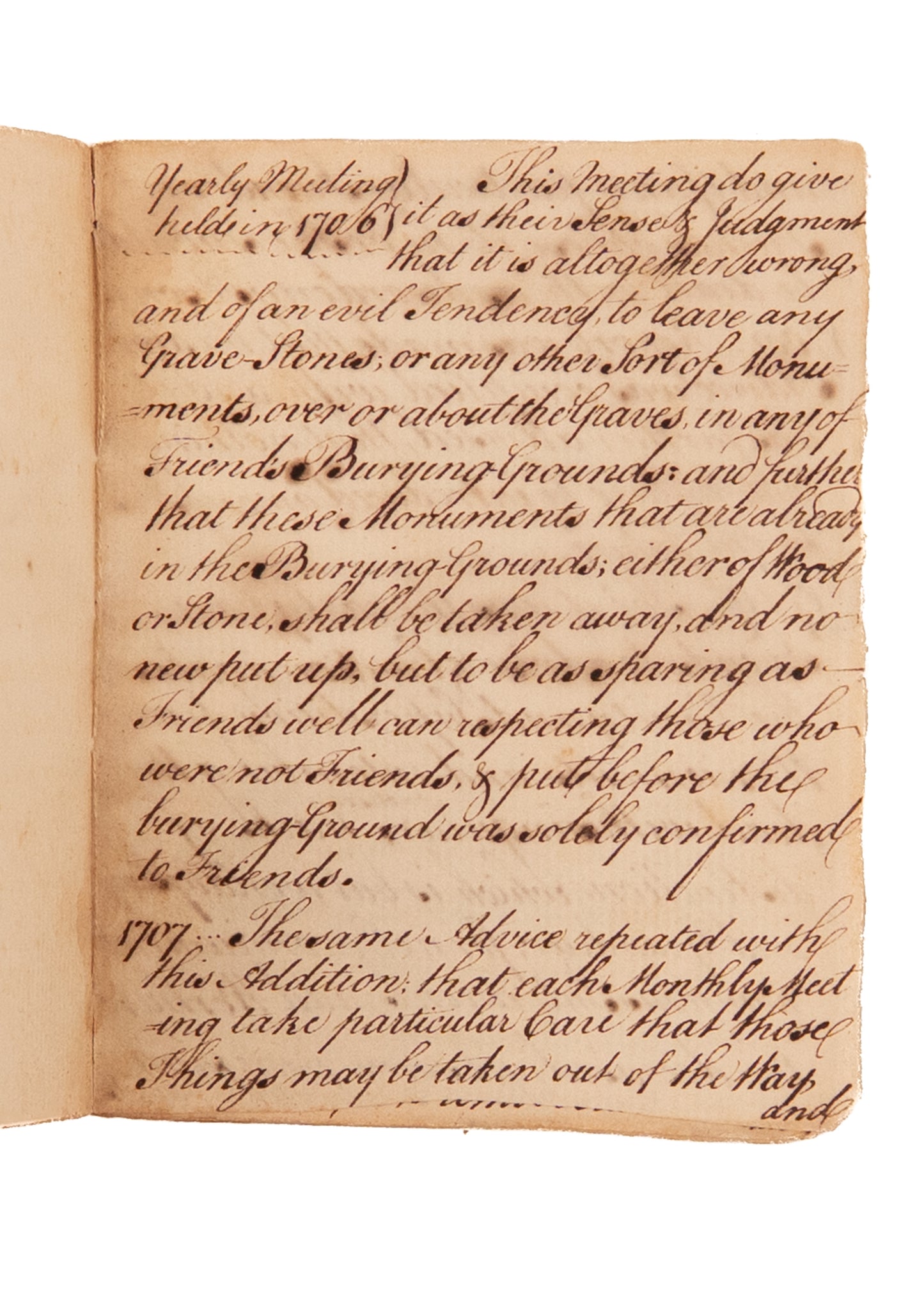 1735 QUAKER MSs. On the Sinfulness of Gravestones. Early Quaker Discipline.