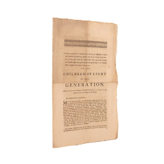1776 WILLIAM PENN. William Penn's Anti-War Manifesto to Defend Quaker's Against American Revolutionaries.