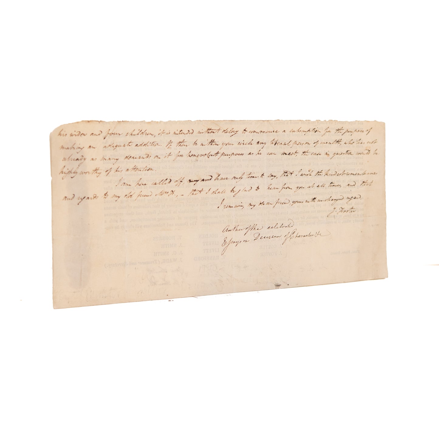 1820 WILLIAM CAREY AND SERAMPORE. Broadside on Controversy & ALS by John Foster on Missionary Widows