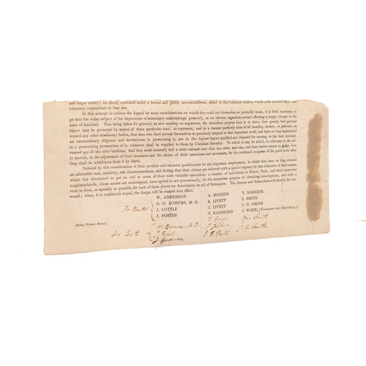 1820 WILLIAM CAREY AND SERAMPORE. Broadside on Controversy & ALS by John Foster on Missionary Widows