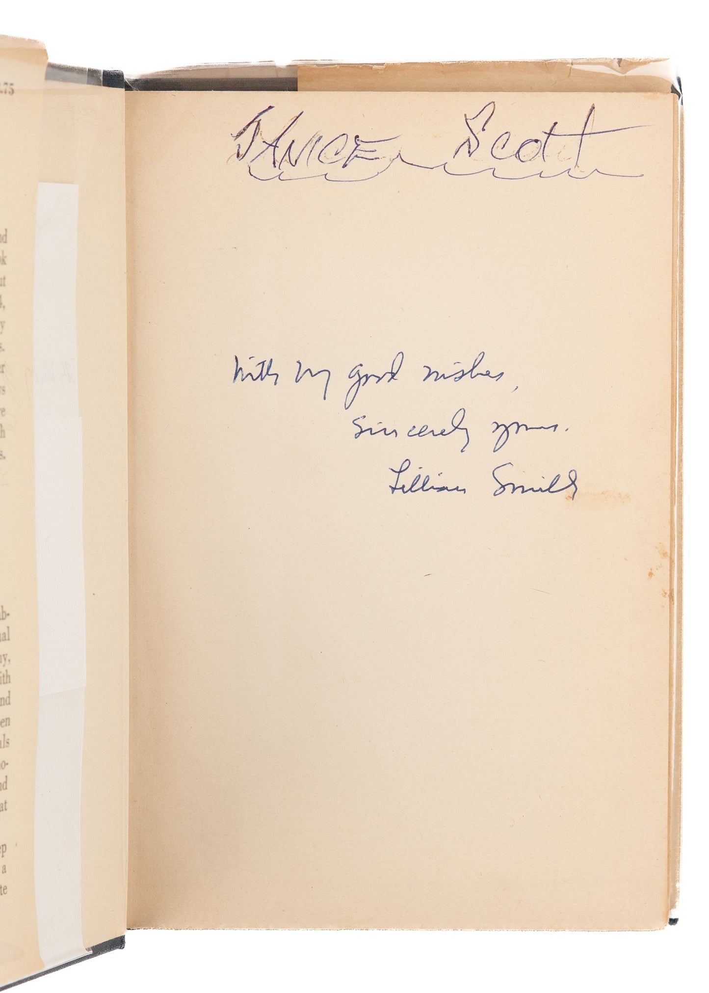 1944 LILLIAN SMITH. Strange Fruit. Banned Book on Interracial Marriage - Signed!