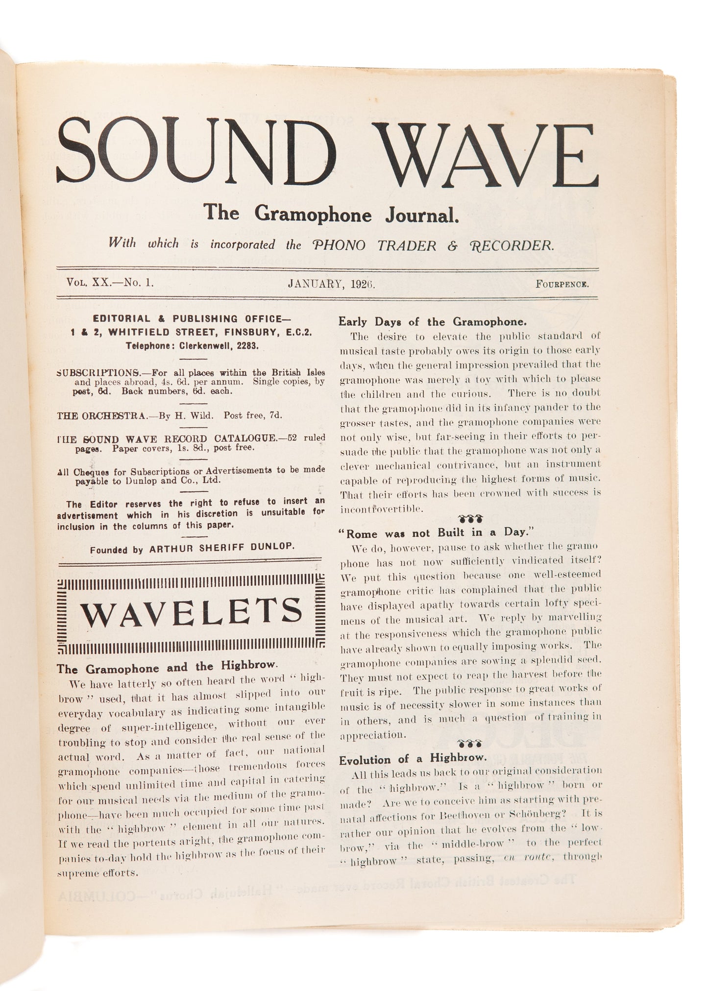 1926 SOUND WAVE. THE GRAMOPHONE JOURNAL. Rare Audiophile History - Black Minstrels, &c.