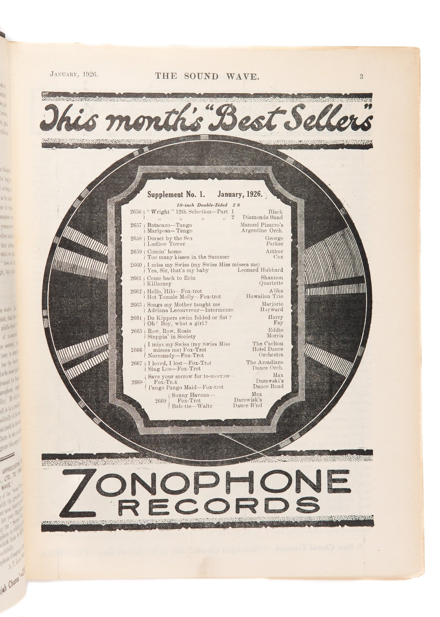 1926 SOUND WAVE. THE GRAMOPHONE JOURNAL. Rare Audiophile History - Black Minstrels, &c.