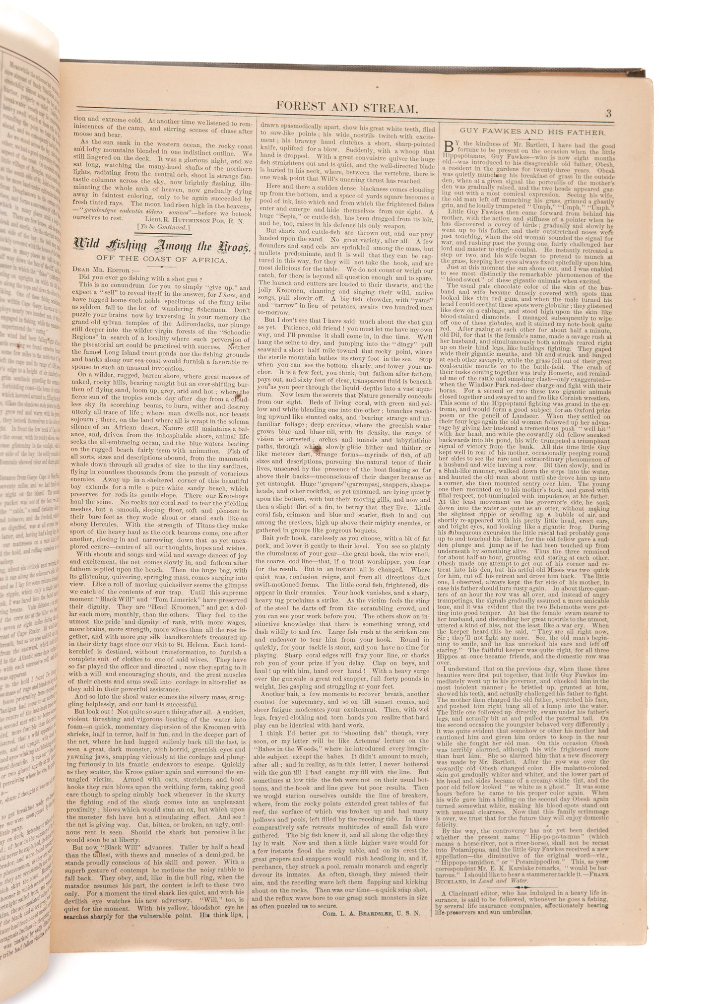 1874 FOREST AND STREAM JOURNAL. First Year of Important Hunting, Fishing, and Conservation Periodical.