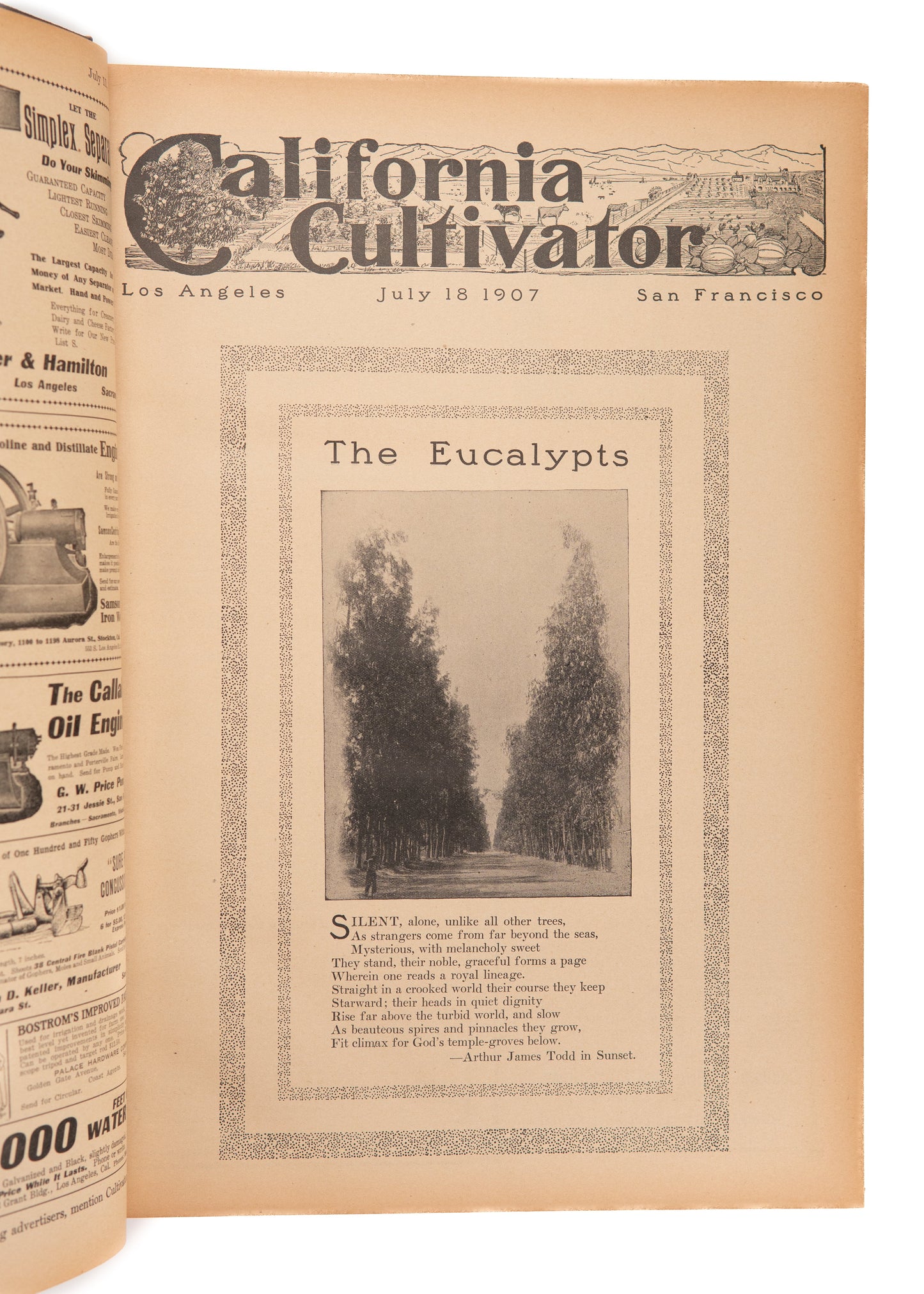 1907 CALIFORNIA CULTIVATOR. Rare on Agriculture, Farming, and Ecology in California.