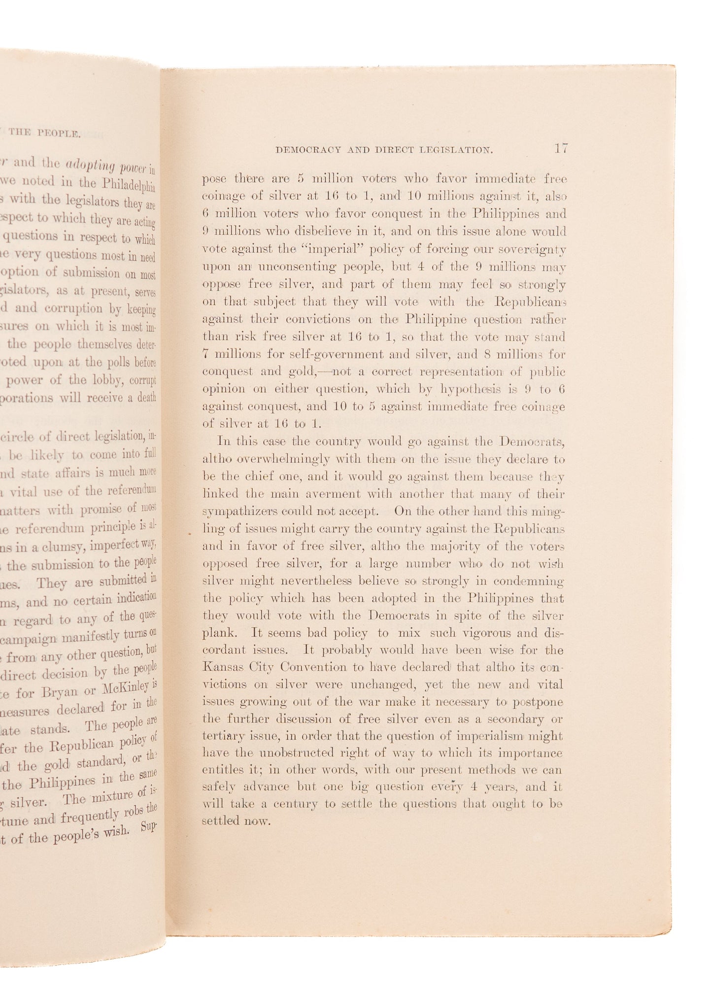 1900 FRANK PARSONS. Rare Work Advocating for Direct Democracy and Popular Veto Power.