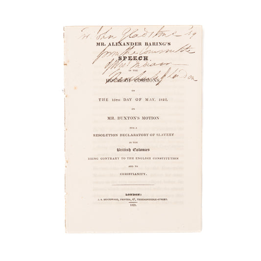 1823 THOMAS FOWELL BUXTON. Pro-Slavery - Anti-Abolition Document Owned by the Most Notorious Slave Owner in England.