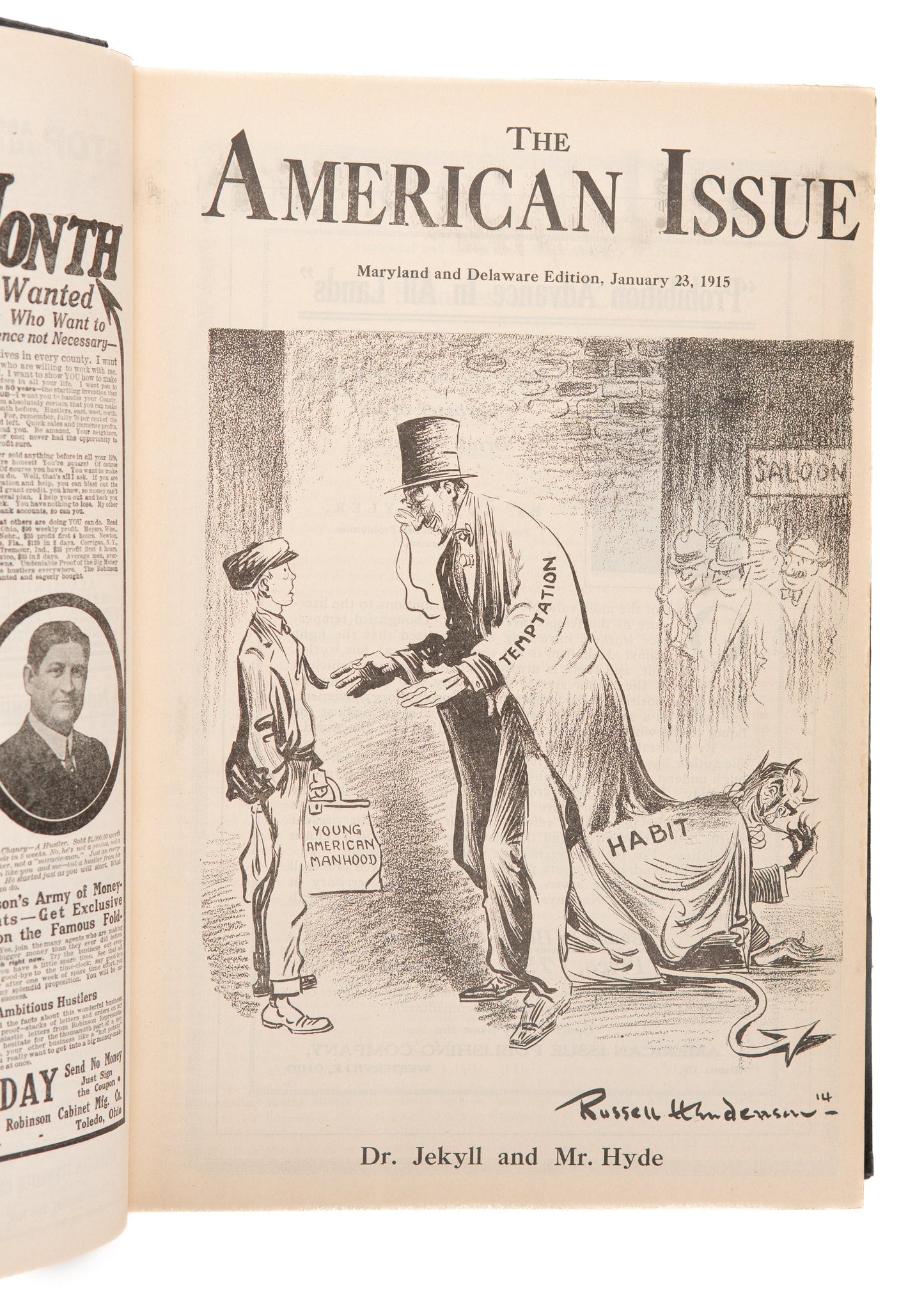 1915 ANTI-SALOON LEAGUE. Entire Year of Prohibition - Anti-Liquor Periodical.