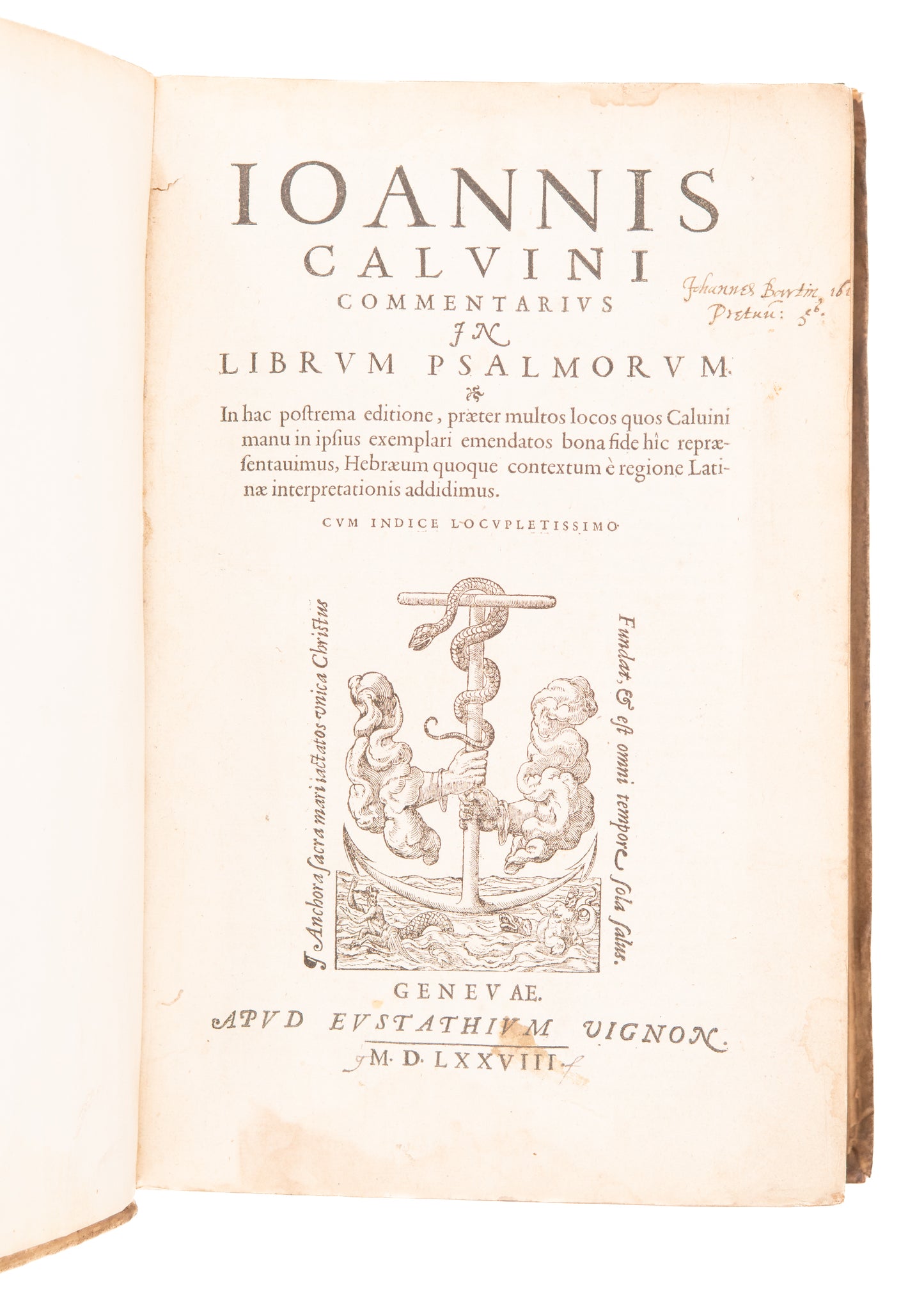 1578-1611 JOHN CALVIN. In Librvm Psalmorvm. & Praelectiones in Ezechielis Prophetae.