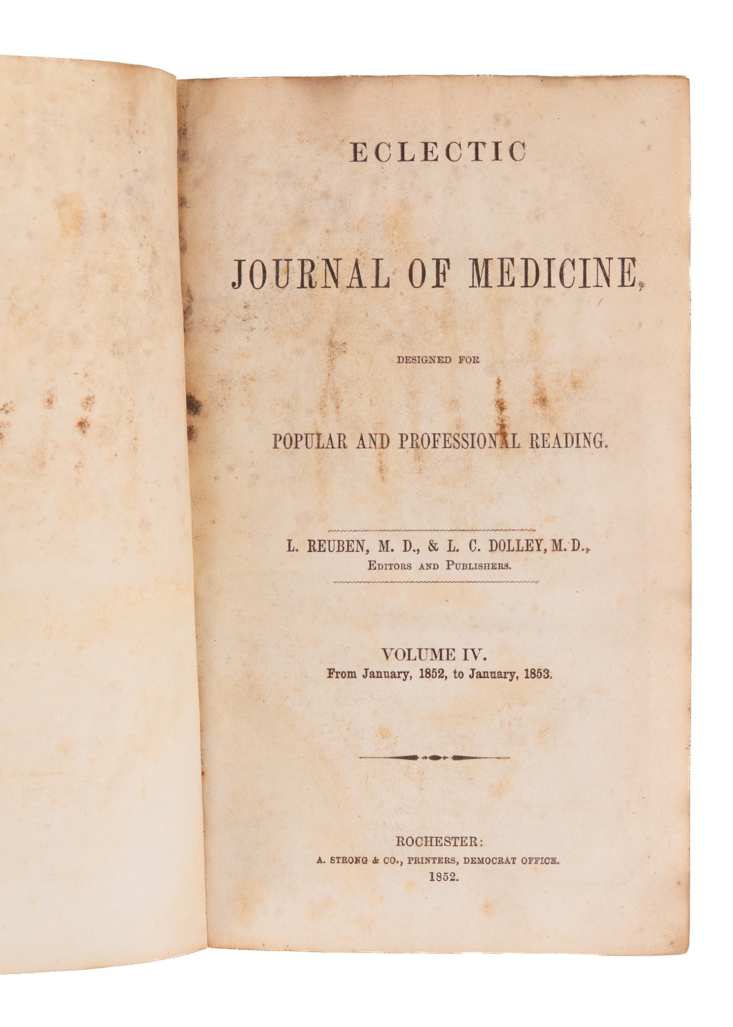 1852 ALTERNATIVE MEDICINE. Female Medical Pioneers, Native American Herbalism, &c.