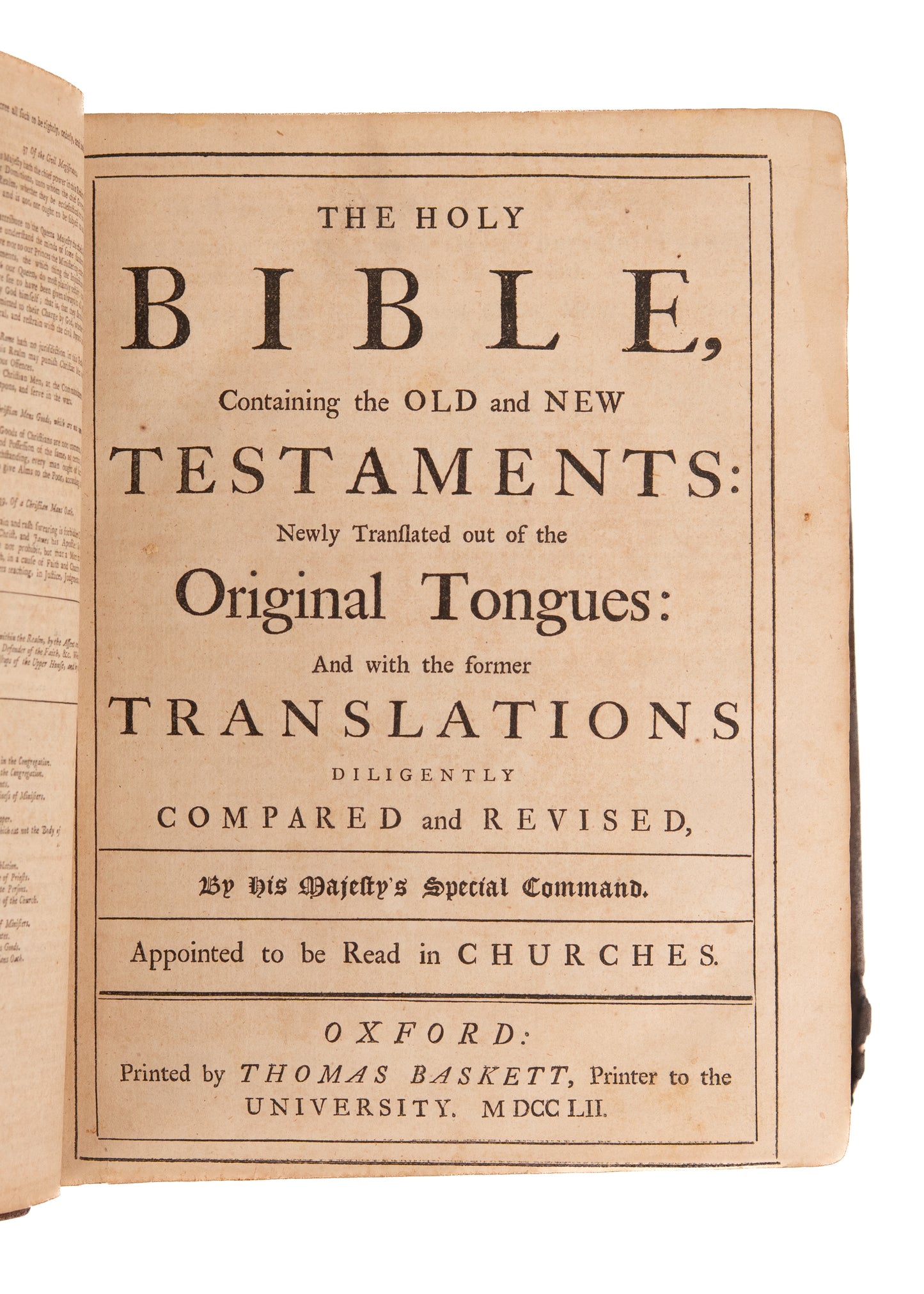 1752 PENNSYLVANIA BIBLE. Superb Thomas Baskett Bible Owned by Abolitionist & Providence PA Pioneer.