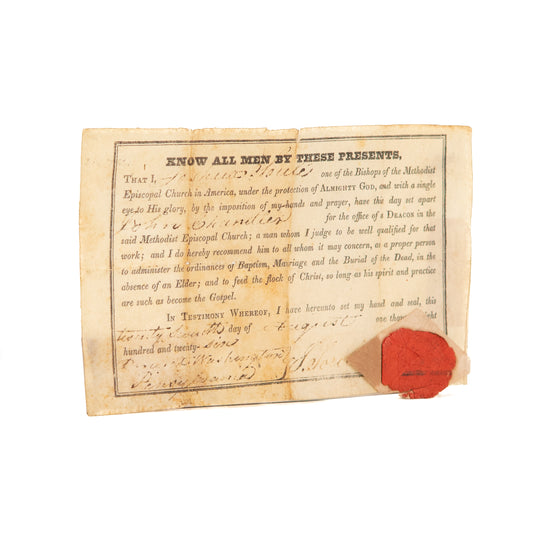 1826 JOSHUA SOULE. John ChandlerAppointed Deacon of the Methodist Episcopal Church in America.