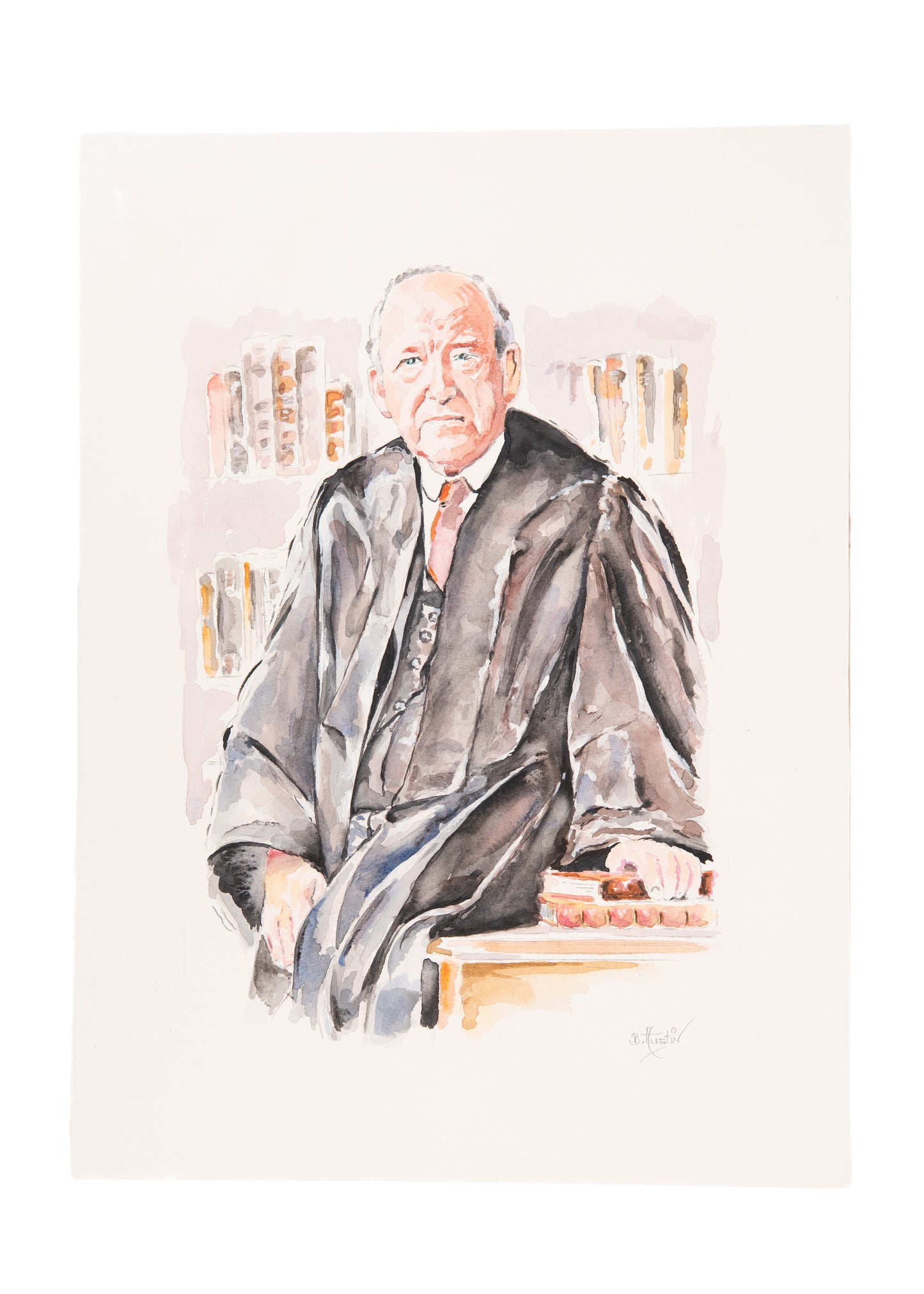 D. MARTYN LLOYD-JONES. Watercolor Portrait by Irish Painter, Billy Austin.