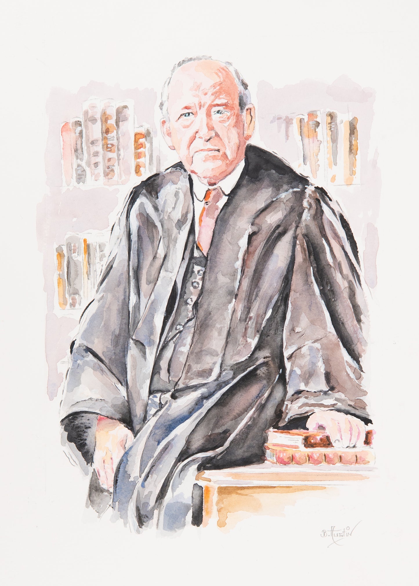 D. MARTYN LLOYD-JONES. Watercolor Portrait by Irish Painter, Billy Austin.