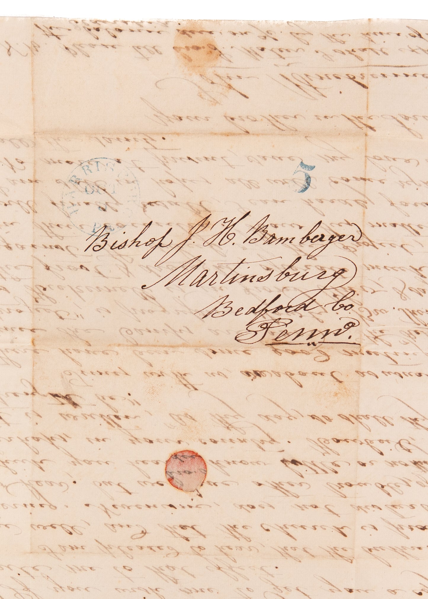 1845 JOHN WINEBRENNER. Rare Autograph Letter by Founder of the Church of God General Conference.