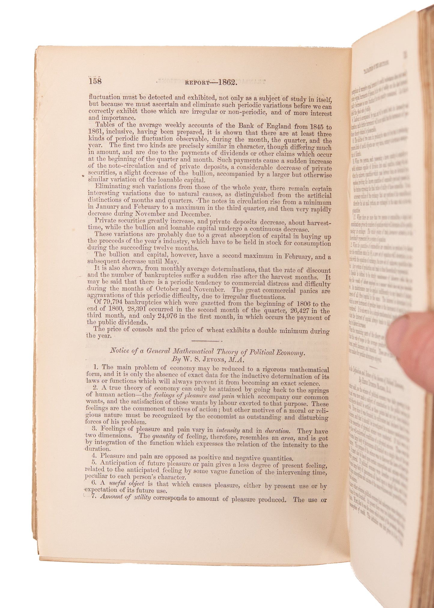 1862 WILLIAM STANLEY JEVONS. First Edition "Notice of a General Mathematical Theory of Economy."