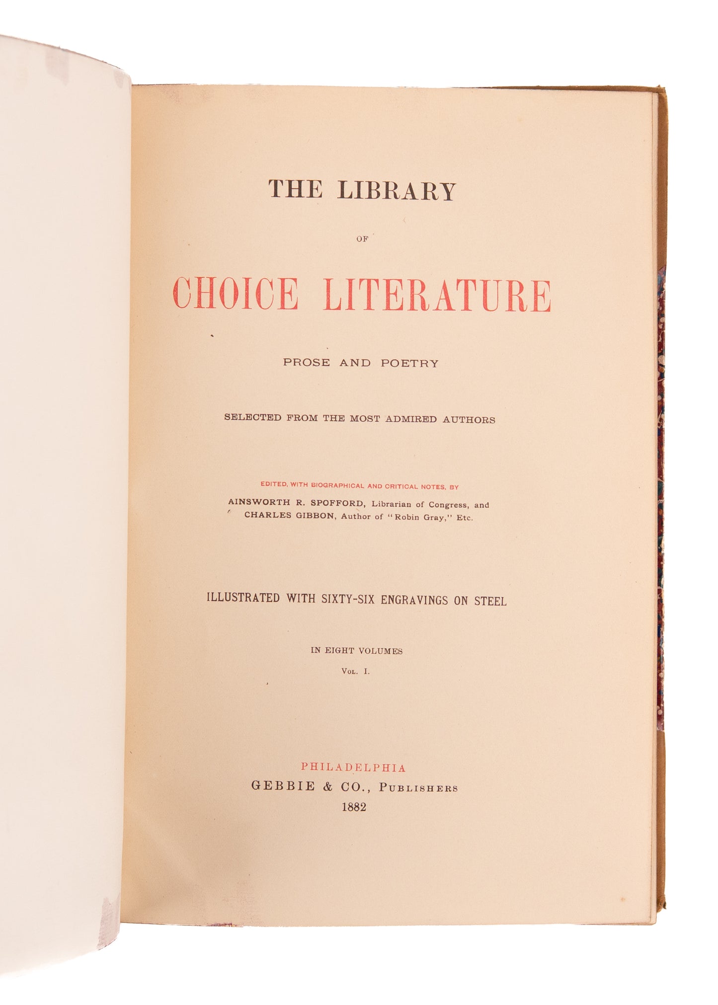 1882 LIBRARY OF CHOICE LITERATURE. William Blake, Mark Twain, George MacDonald, Thomas Jefferson, &c
