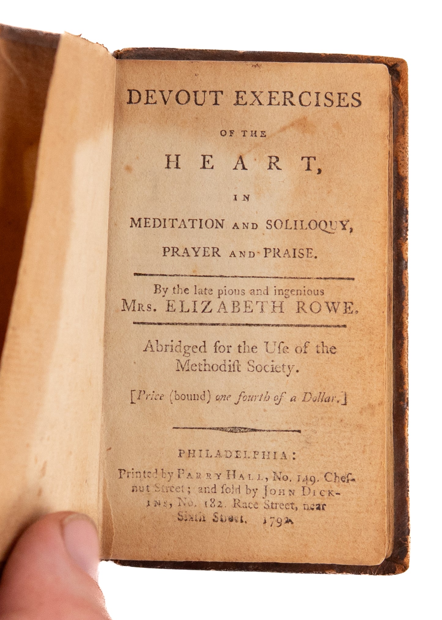 1792 AMERICAN METHODIST. Devout Exercises of the Heart. One of the Earliest American Methodist Imprints.