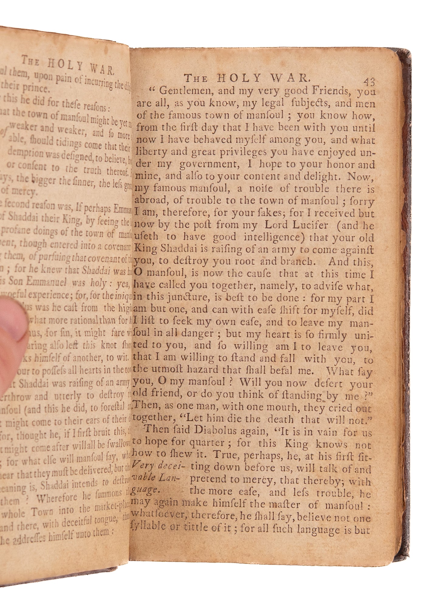1794 JOHN BUNYAN. First American Edition of The Holy War, Made by Shaddai Upon Diabolus.
