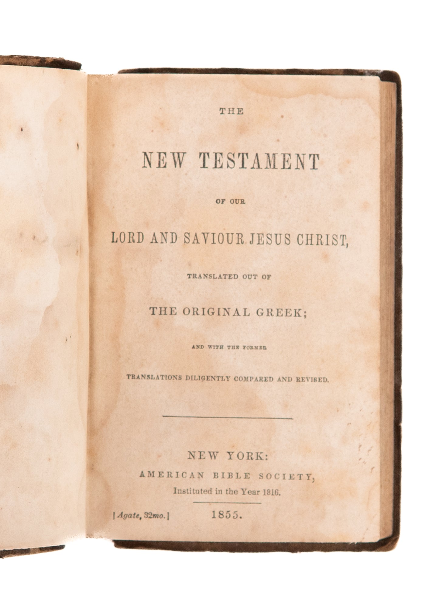 1855 THE NEW TESTAMENT. Copy Gifted Onboard the Largest Slave Cotton & Emigrant Ship in America.