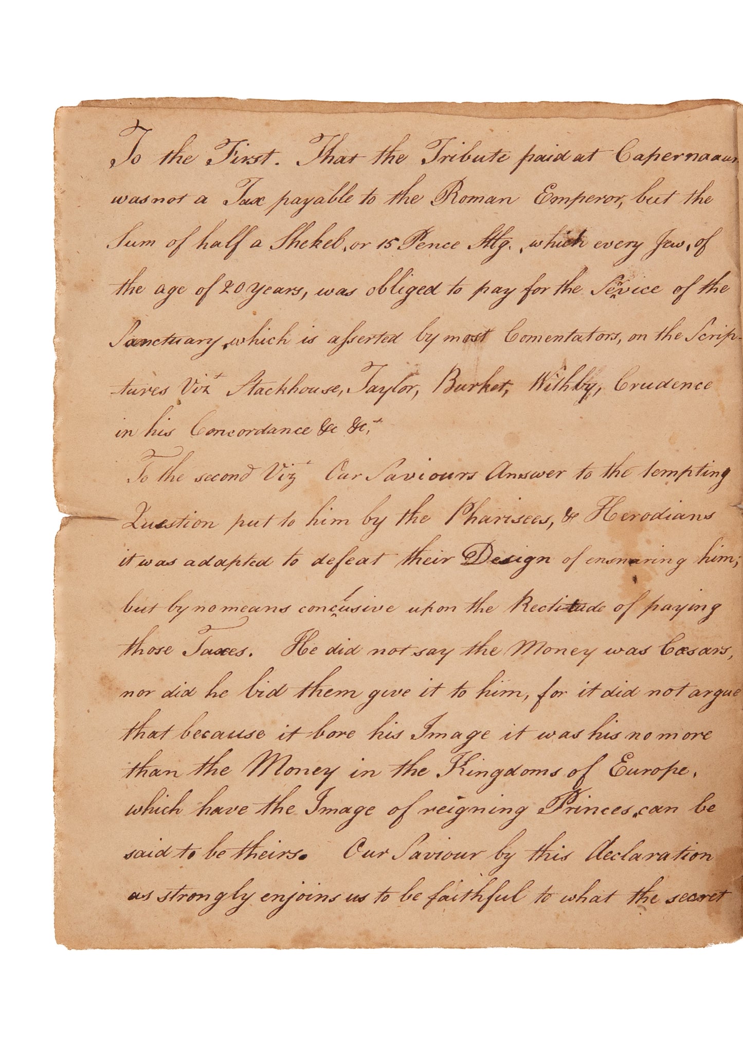1779 NO TAXATION FOR MILITARIZATION. Exceptionally Rare 20pp MSs Speech Against Taxes for the Revolution on Moral Grounds.