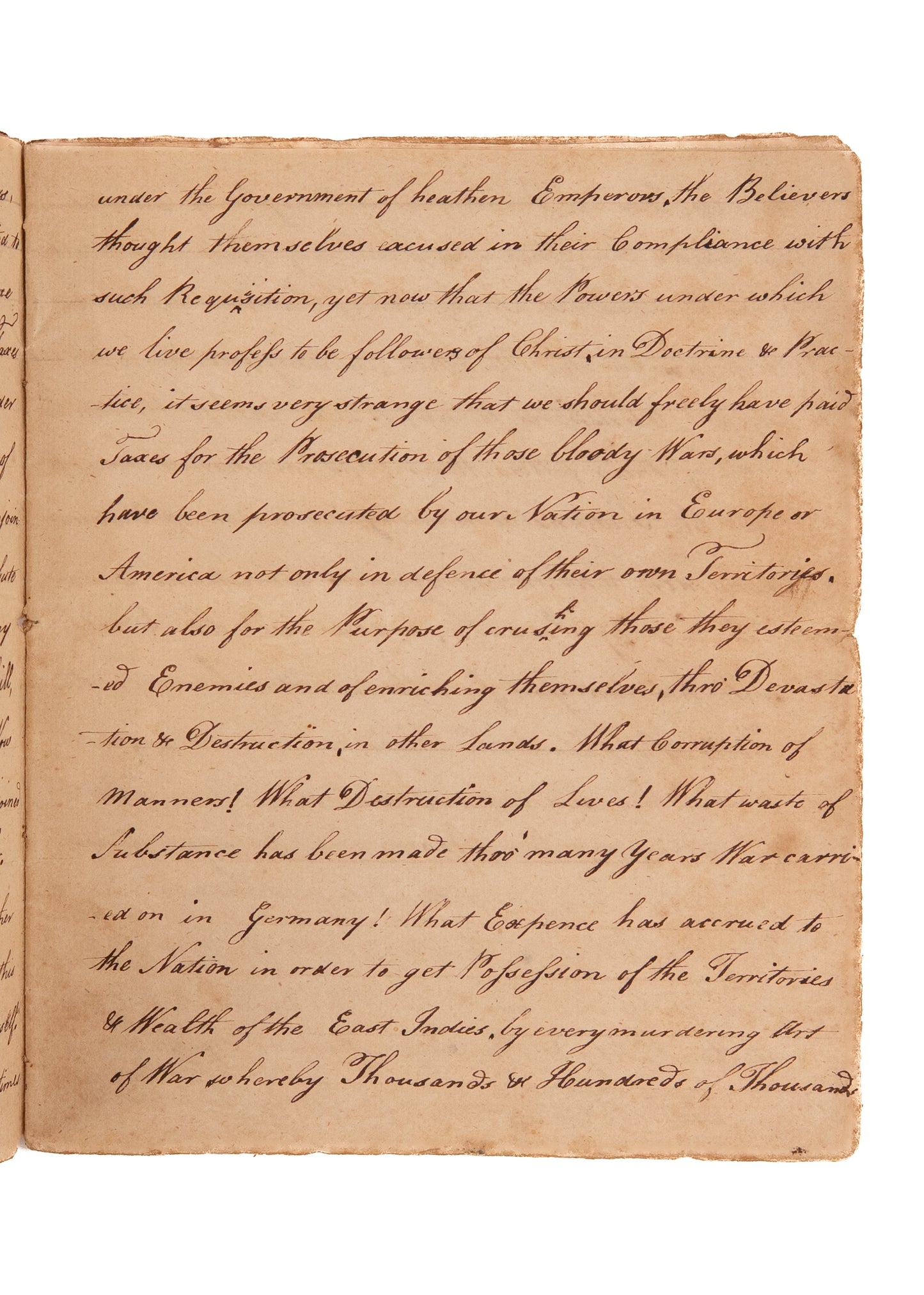 1779 NO TAXATION FOR MILITARIZATION. Exceptionally Rare 20pp MSs Speech Against Taxes for the Revolution on Moral Grounds.