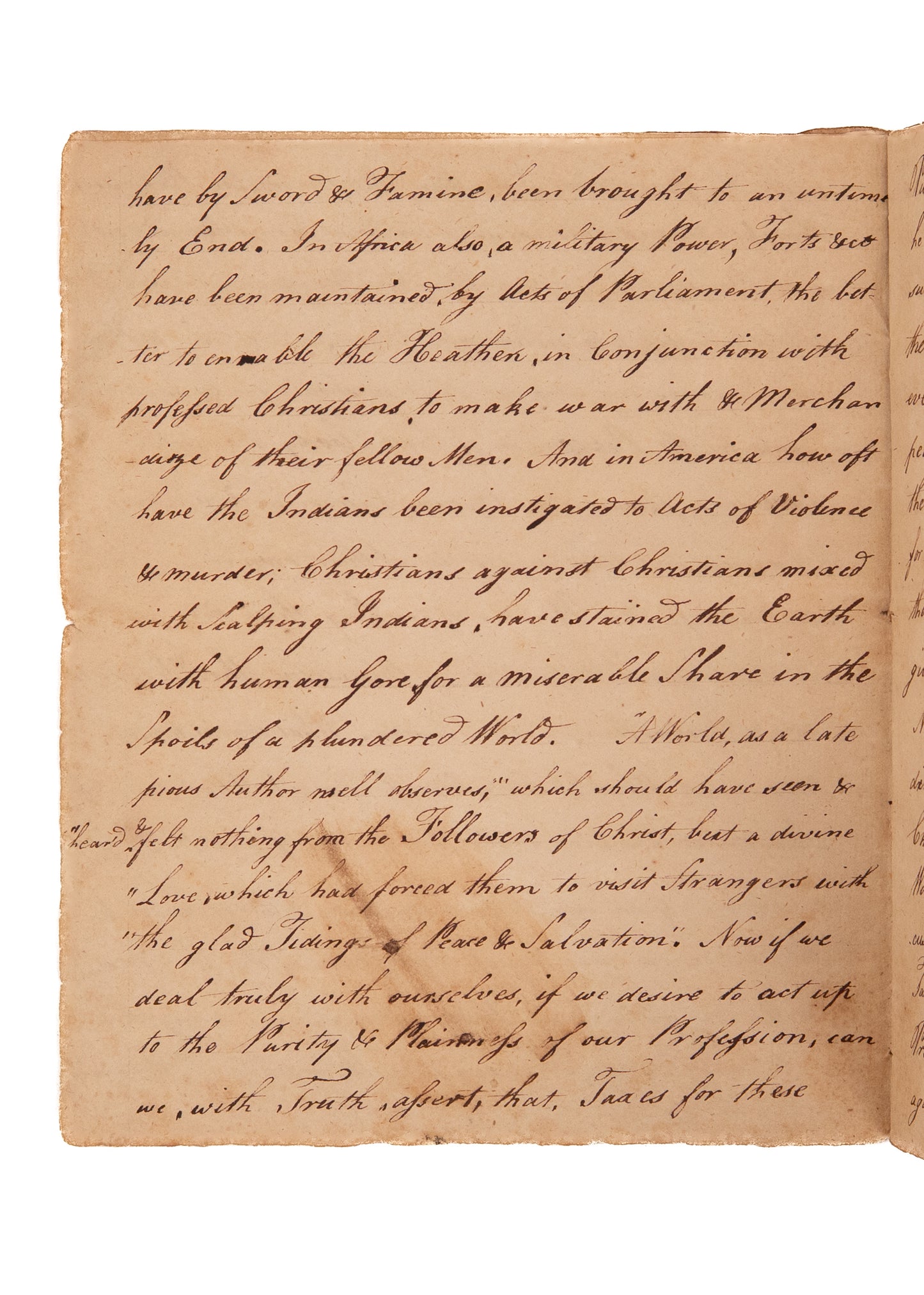 1779 NO TAXATION FOR MILITARIZATION. Exceptionally Rare 20pp MSs Speech Against Taxes for the Revolution on Moral Grounds.