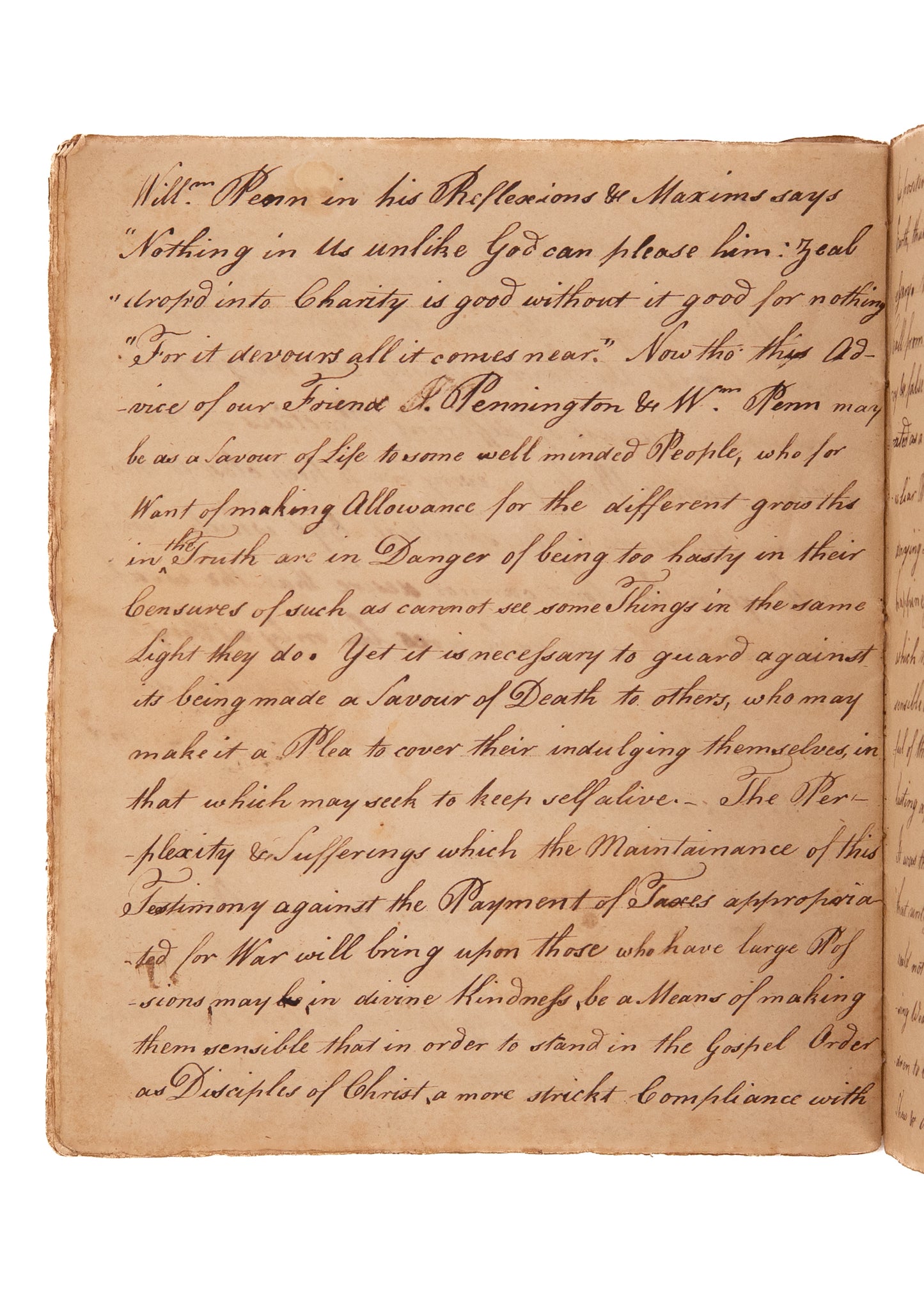 1779 NO TAXATION FOR MILITARIZATION. Exceptionally Rare 20pp MSs Speech Against Taxes for the Revolution on Moral Grounds.