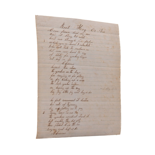 1855 UNPUBLISHED MSS. Root Hog or Die - The American Revolution and Westward Expansion.