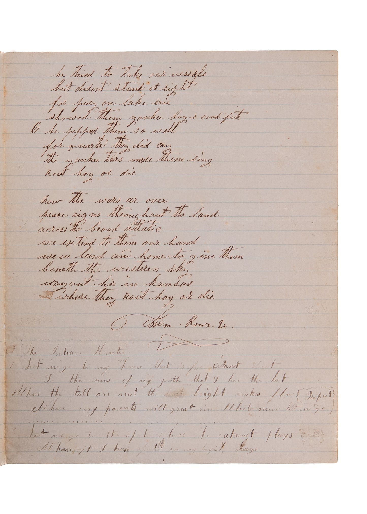 1855 UNPUBLISHED MSS. Root Hog or Die - The American Revolution and Westward Expansion.