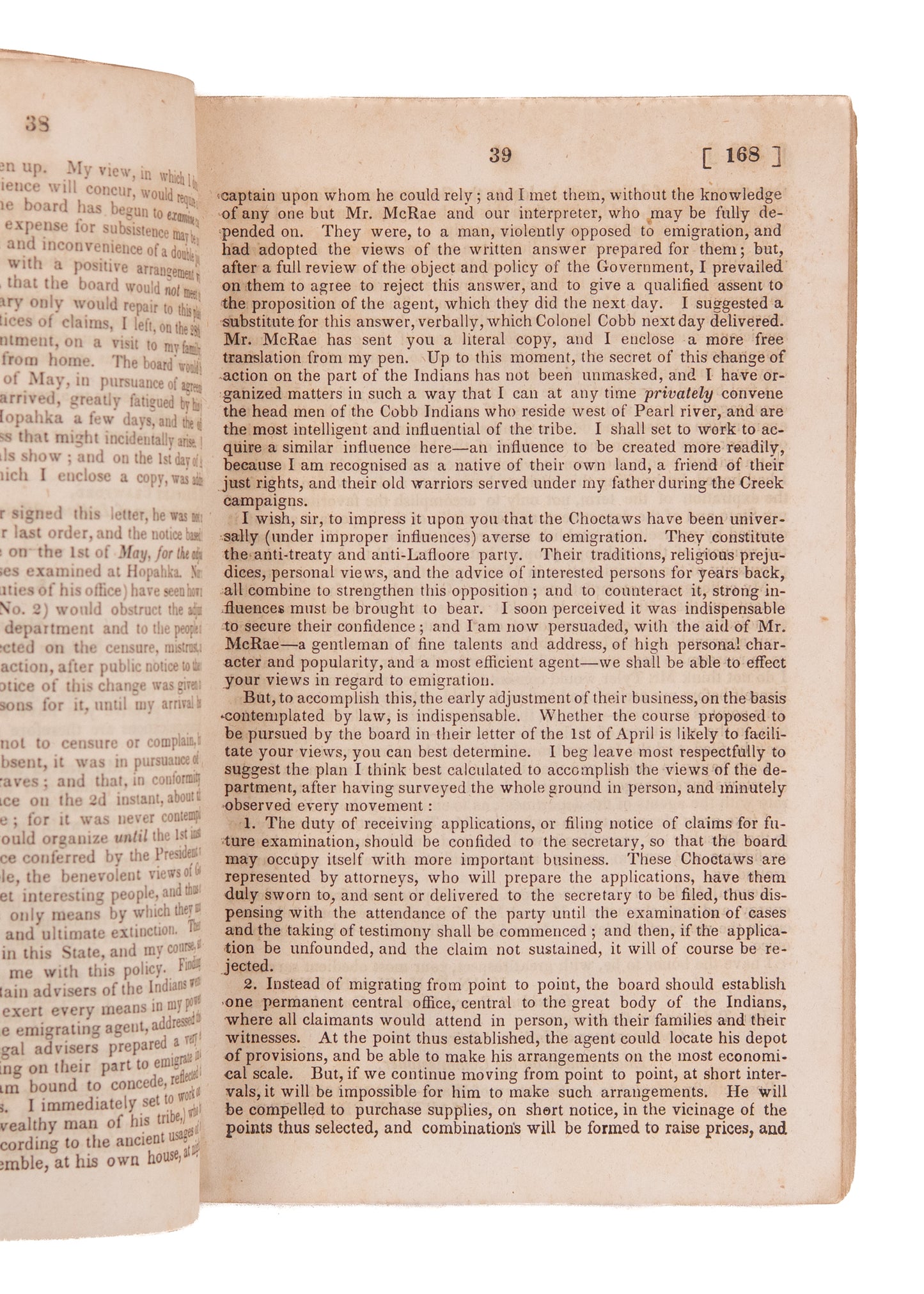 1844 CHOCTAW INDIANS. The Broken Treaty of Dancing Rabbit Creek - Mississippi's Trail of Tears.