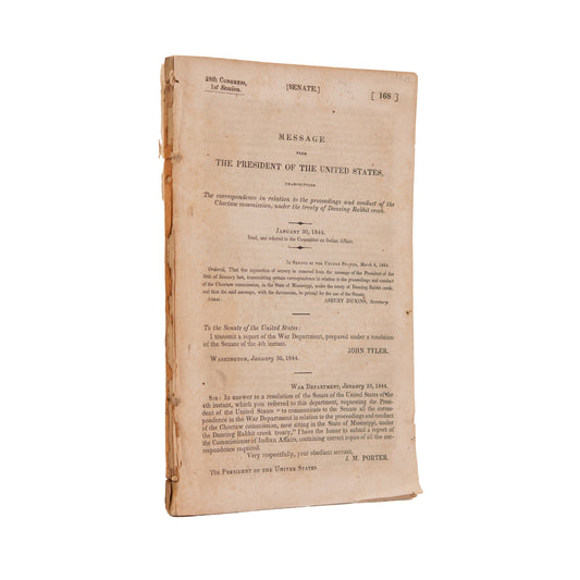 1844 CHOCTAW INDIANS. The Broken Treaty of Dancing Rabbit Creek - Mississippi's Trail of Tears.