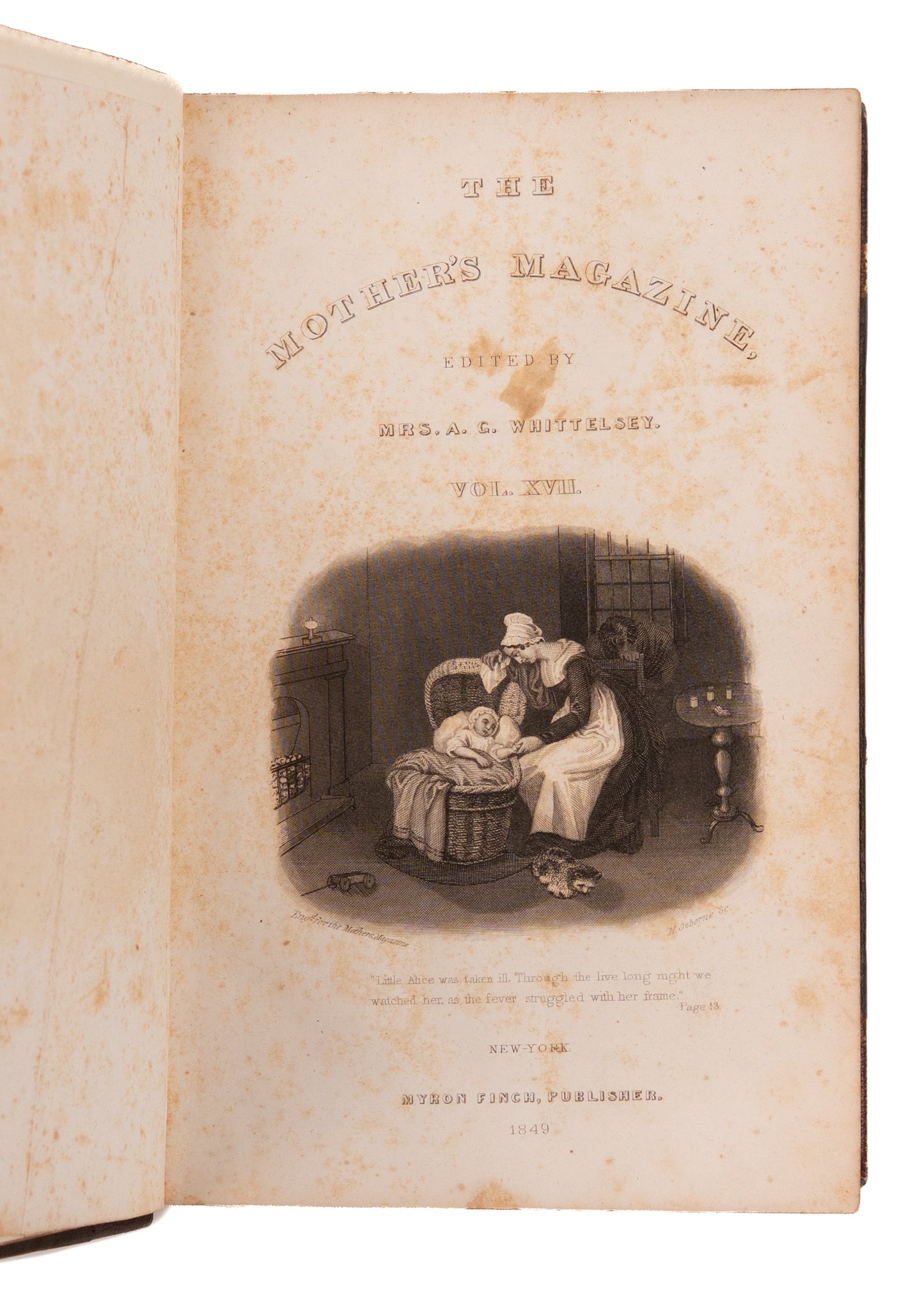 1849 & 1850 MOTHER'S MAGAZINE. Significant Magazine of the "New Womanhood" and Idealized Femininity.