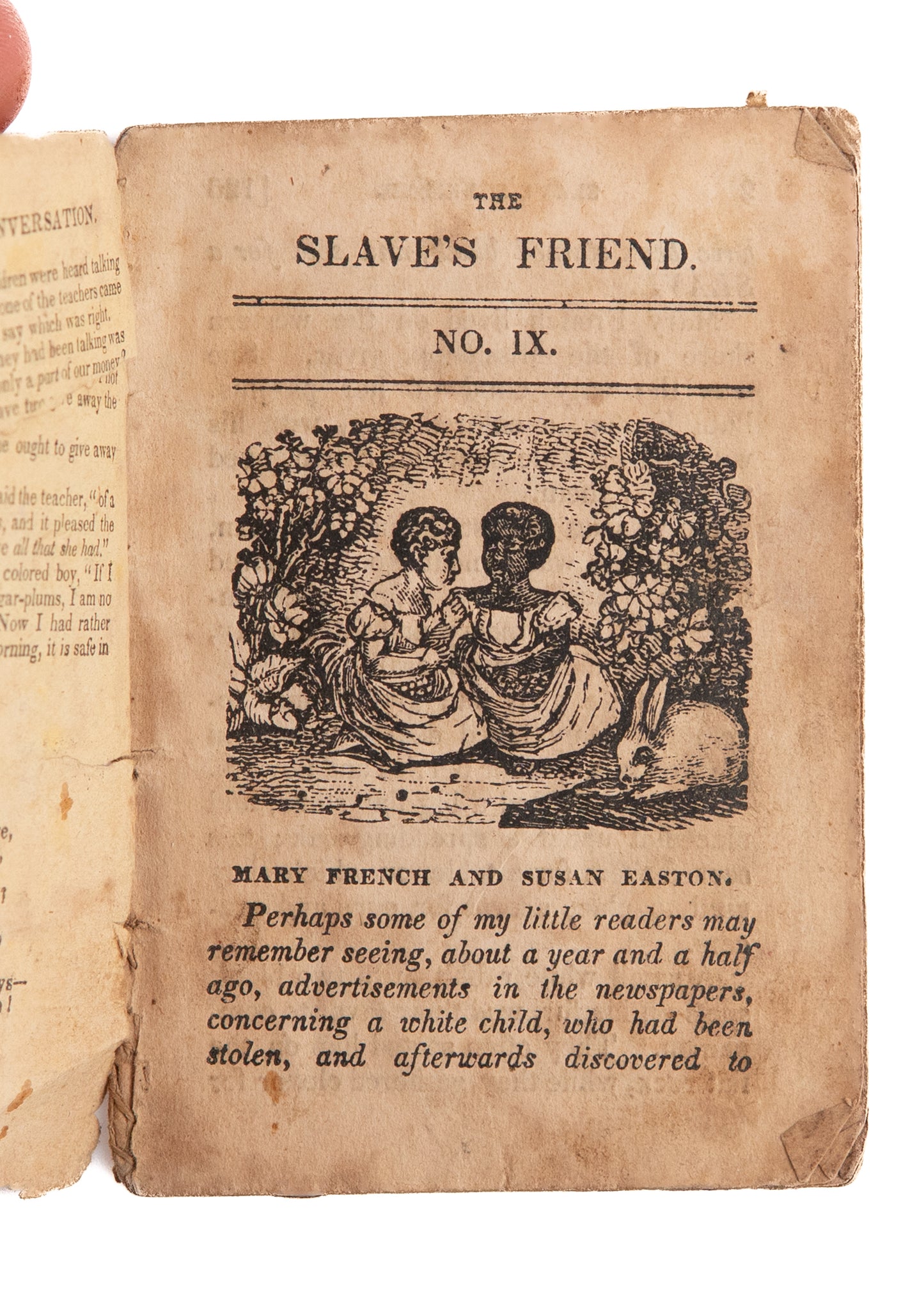 1833 ANTI-SLAVERY FOR CHILDREN. The Slave's Friend. No. 9. Two Friends Sold Into Slavery.
