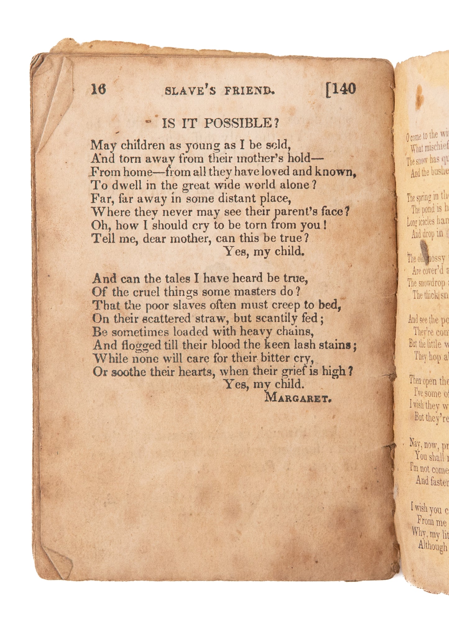 1833 ANTI-SLAVERY FOR CHILDREN. The Slave's Friend. No. 9. Two Friends Sold Into Slavery.