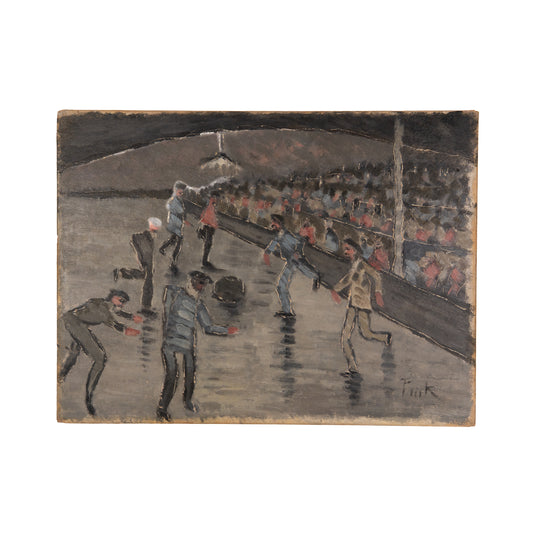 1941 PHILIP PIECK. Rare New York Modernist Painting - Soccer at Madison Square Garden.