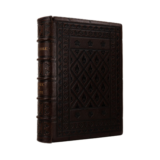 1860 PRISTINE GOTHIC REVIVAL FAMILY BIBLE. King James Text with Notes of Matthew Henry and Thomas Scott.