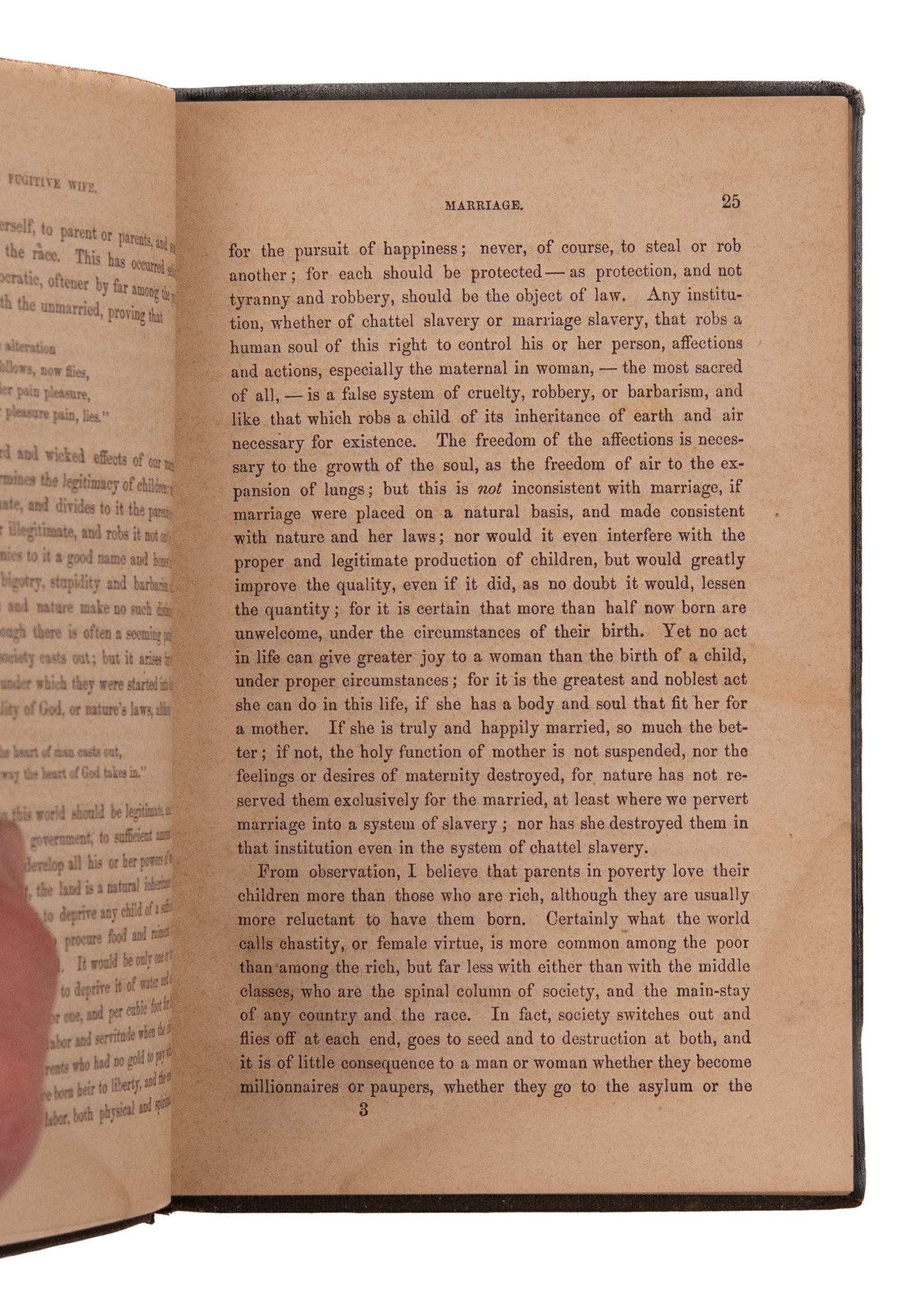 1861 THE FUGITIVE WIFE. Slave Laws Rightly Applied to Women Abused or Enslaved by Husbands.
