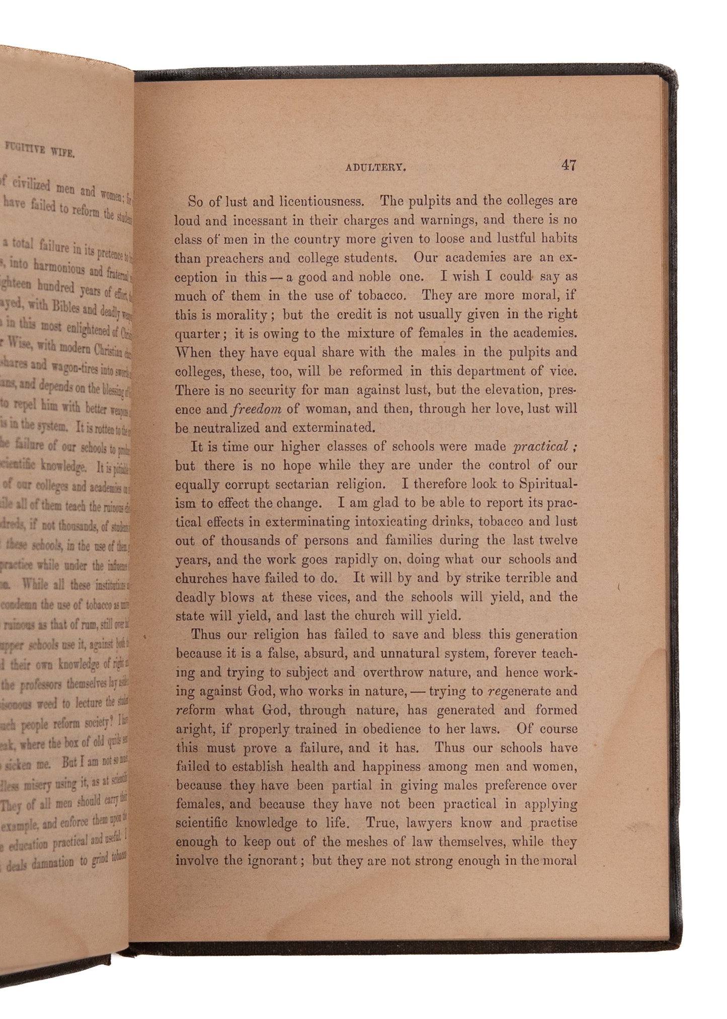 1861 THE FUGITIVE WIFE. Slave Laws Rightly Applied to Women Abused or Enslaved by Husbands.
